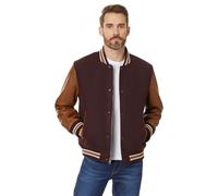 Levi's Men's Wool Blend Mixed Media Varsity Jacket, Port Body/Brown Sleeves, XXL