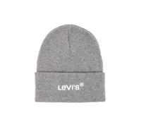 LEVI'S Grey Cuff BEANIE White LOGO Hat Toque UNISEX MADE IN ITALY