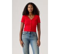 Levi's Women's T-Shirt Muse Tee with V-Neck, Ribbed, Red (True Red), XS