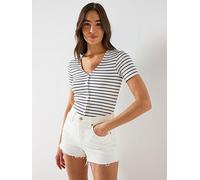 Levi's Muse Striped Short Sleeve T-Shirt, Blue, Size L, Women Blue