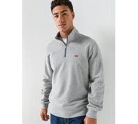 Levi's Original Housemark Logo 1/4 Zip Sweat Top, Grey, Size S, Men Grey