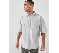 Levi's Pacifica Stripe Loose Fit Short Sleeve Shirt, Grey, Size M, Men Grey