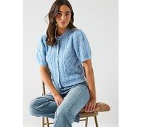 Levi's Pauline Pointelle Short Sleeve Cardigan, Blue, Size L, Women Blue