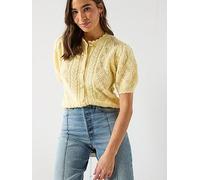 Levi's Pauline Pointelle Short Sleeve Cardigan, Yellow, Size S, Women Yellow