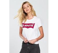 Levi's Women's The Perfect Tee- Large Batwing Logo T-Shirt, Batwing White, XXS