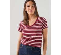 Levi's Perfect V Neck T-Shirt, Red, Size S, Women Red