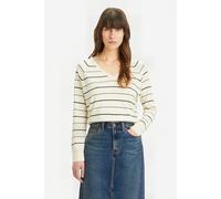 Levi's Petal Vneck Sweater Olympic Stripe White size XS | Sweaters Outlet | Women | White