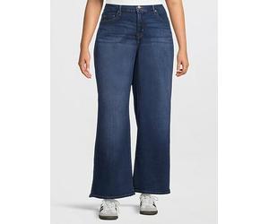 Levi's Plus 318 Shaping Wide-Leg Jeans, Navy, Size 14, Inside Leg Regular, Women Navy