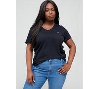 Levi's Plus Plus V Neck T-Shirt - Caviar Black, Black, Size 1Xl, Women Black