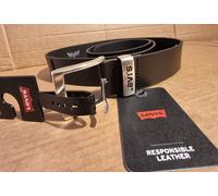 Levi's Premium Men's 100% Leather Belt in Black with Logo Buckle, Size: 125cm