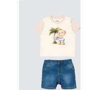 Levi's s Cotton T-shirt and Shorts Set with Teddy Bear Print (2 Pieces) - Size: 6M - unisex