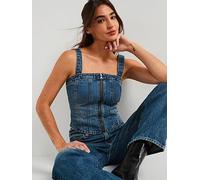 Levi's Sculpted Bustier Top, Blue, Size S, Women Blue