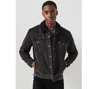 Levi's Sherpa Collar Trucker Jacket - Black, Black, Size L, Men Black