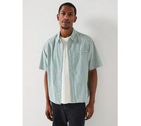 Levi's Short Sleeve Boxy Fit Striped Shirt- & Green, Green, Size L, Men Green