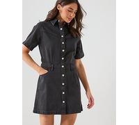 Levi's Shortsleeve Logan Western Mini Dress, Black, Size M, Women Black