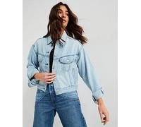 Levi's Shrunken 90s Linen+ Denim Trucker Jacket, Blue, Size L, Women Blue