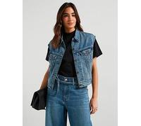 Levi's Shrunken 90s Linen+ Denim Vest - Blue, Blue, Size L, Women Blue