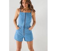 Levi's Square Neck Romper, Blue, Size L, Women Blue