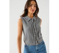 Levi's Super Soft Mini Ruffle Vest, Grey, Size S, Women Grey