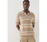 Levi's Terrace Stripe Knitted Polo Top, Khaki/Beige, Size S, Men Khaki/Beige