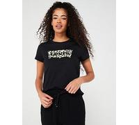 Levi's Women's The Perfect Tee- Pattern Batwing Logo T-Shirt, Batwing Leopard Caviar, XS