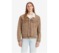 Cotton Buttoned Jacket with Faux Fur Lining light brown