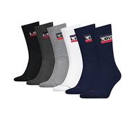 Levi's Unisex Socks Sport Logo Crew Cut Socks Bleue / White / Grey / Blakc 39/42 pack of 6