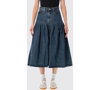 Levi's Waisted A-Line Denim Midi Skirt with Bull Pockets - Size: 27 - female