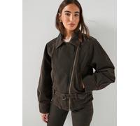 Levi's Washed Denim Belted 80s Bomber, Brown, Size Xs, Women Brown