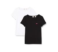 Levi's Women's 2-Pack Tee T-Shirt, White +/Mineral Black, L
