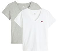 Levi´s ® Perfect Short Sleeve V Neck T-shirt 2 Units Brown,White S Woman