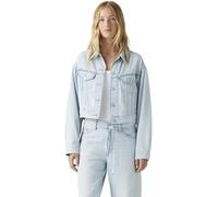 Levi's Women's Denim Jacket Shrunken 90s Trucker with Flap Pockets, Relaxed Fit, Blue (Luxury Trip Trucker), S