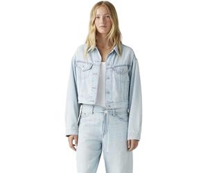 Levi's Women's Denim Jacket Shrunken 90s Trucker with Flap Pockets, Relaxed Fit, Blue (Luxury Trip Trucker), S