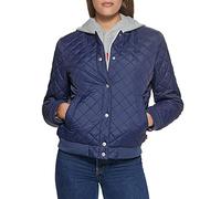 Levi's Women's Diamond Quilted Bomber Jacket, Navy/Sherpa Lined, Small