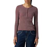 Levi's Women's Dry Goods Waffle Henley Annalise Stripe Chocolate Truffle V2 Red L