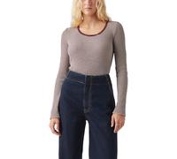 Levi's Women's Dry Goods Waffle Long-Sleeve Tee End On End Stripe Burgundy Red S