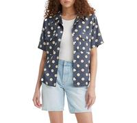 Levi's Women's Ember Short-Sleeve Bowling Shirt, Annie Dot Navy Smoke, XS