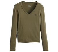 Levi's Women's Essential Housemark Long-Sleeve Vneck Shirt, Ivy Green, L