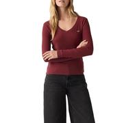 Levi's Women's Essential Housemark Long-Sleeved V-Neck T-Shirt, Chocolate Truffle, L