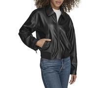 Levi's Women's Faux Leather Bomber with Laydown Collar Jacket, Black, S