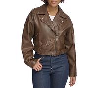 Levi's Women's Faux Leather Cropped Moto Jacket, Saddle, S