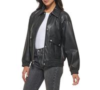 Levi's Women's Faux Leather Lightweight dad Bomber Jacket, Black, XS