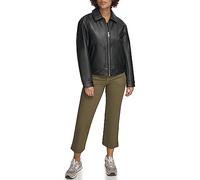 Levi's Women's Faux Leather Lightweight Dad Bomber Jacket, Pebbled Black, M