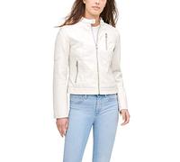 Levi's Women's Faux Leather Motocross Racer Jacket (Standard and Plus), Oyster, XL