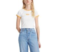 Levi's Women's Graphic Ringer Mini Tee T-Shirt, White/Orange, XS