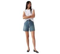 Levi's High Rise Baggy Linen+ Denim Shorts Stop Flaxing Short - Blue 26