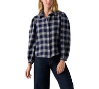 Levi's Women's Journey Western Shirt Alarcon Plaid Navy Cotton Blue XS