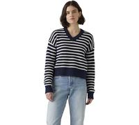 Levi's Women's Reese V-Neck Sweater Parisienne Stripe Peacoat Cotton Blue XS