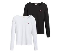Levi's Women's Long-Sleeve 2-Pack Tee T-Shirt, Tea Caviar / White +, XS