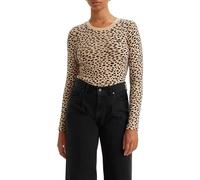 Levi's Women's Long-Sleeve Baby Tee T-Shirt, New Stella Leopard Almond Buff, XS